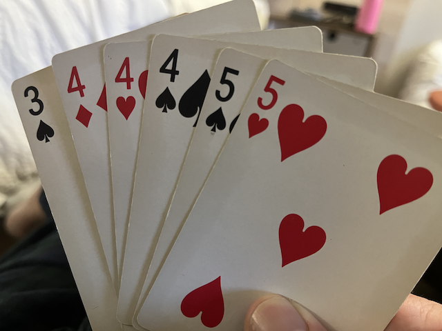 Cribbage hand with 344455