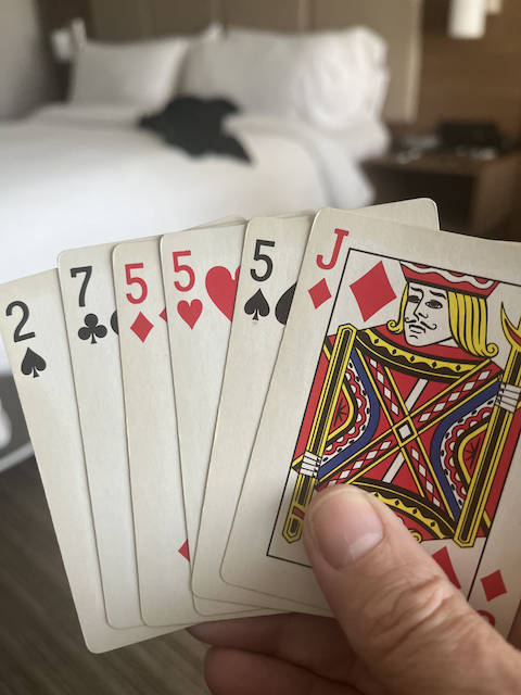 Cribbage hand with 27555J